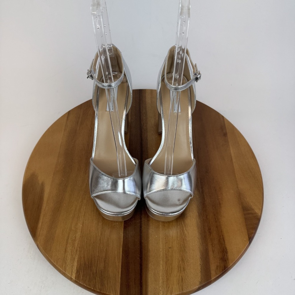 New Womens Steve Madden Spence Sliver Faux Leather Platform Sandal Size 11 M - Picture 4 of 8